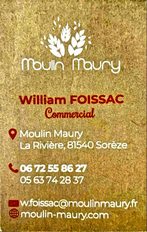 Boulangerie, pâtisserie, chocolateir Nant Aveyron avec les farines du Moulin Maury, William Foissac commercial.